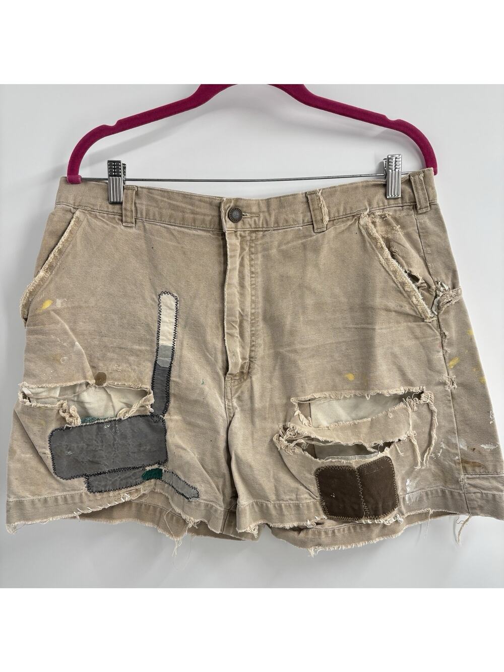 Vtg Patagonia Shorts Mens 36 Thrashed Stand Up Patched Holes Distressed